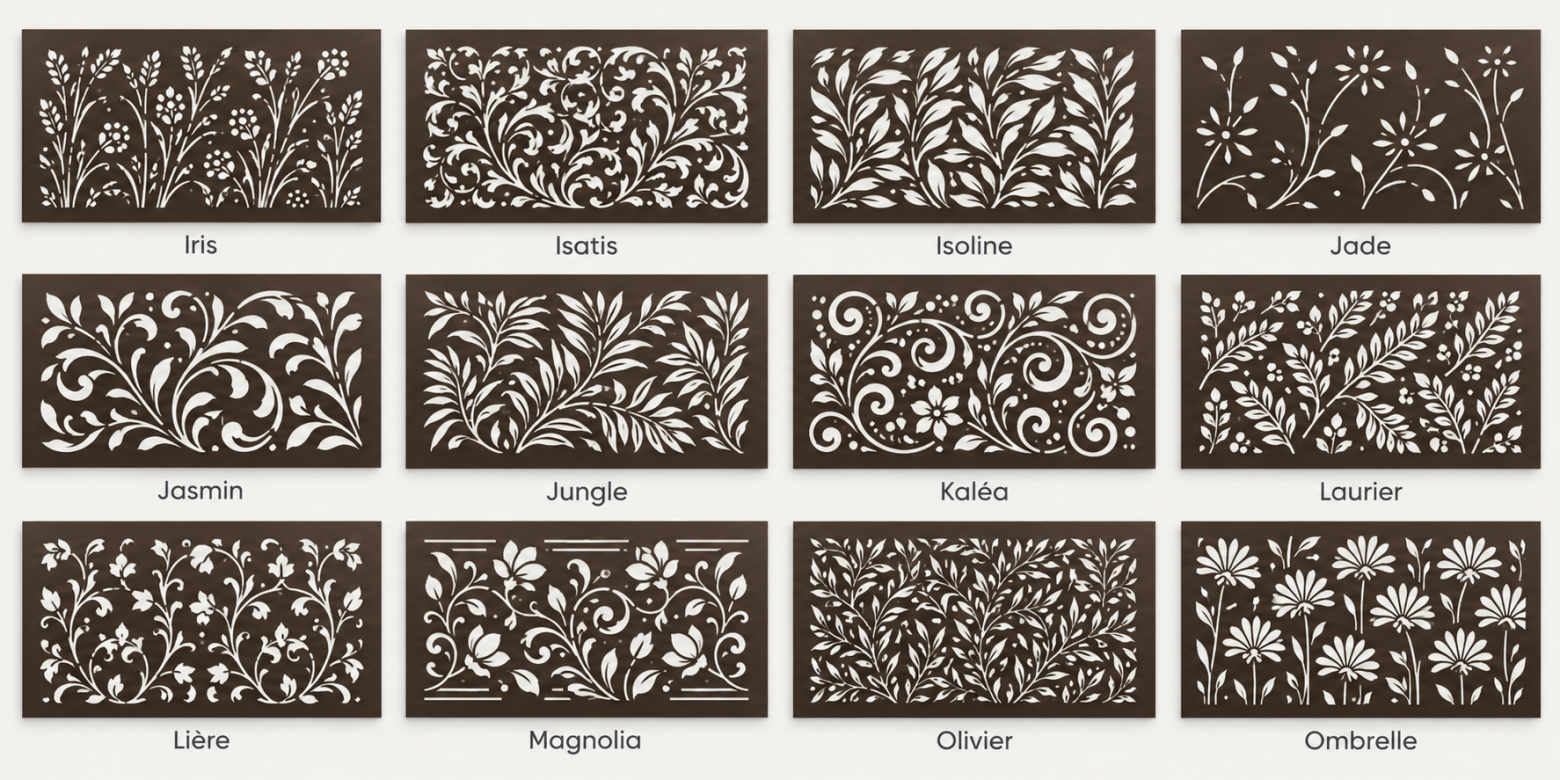 Collection de motifs floraux et végétaux pour panneaux décoratifs